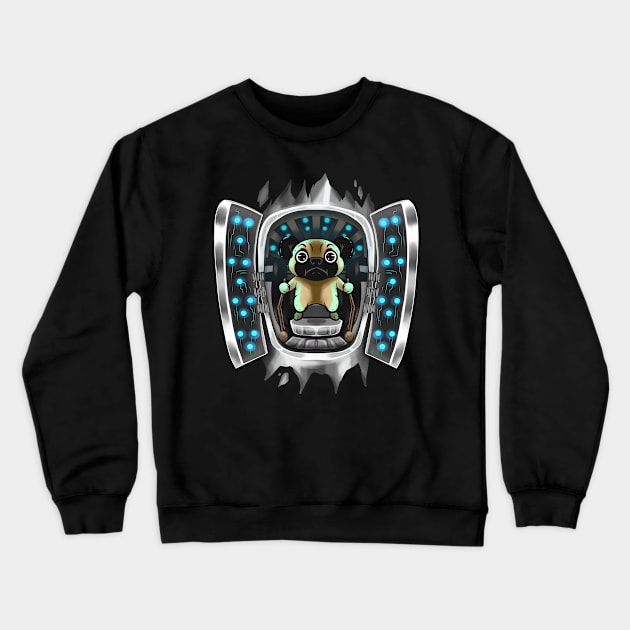 Pug Inside Costume Pug Takes Over Control Halloween Crewneck Sweatshirt by SinBle